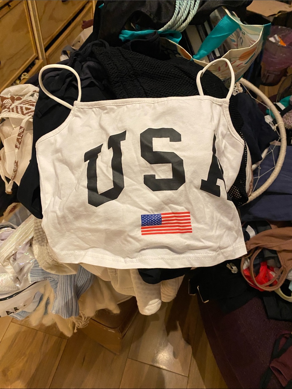 Zaful White USA Flag Crop Tank Top